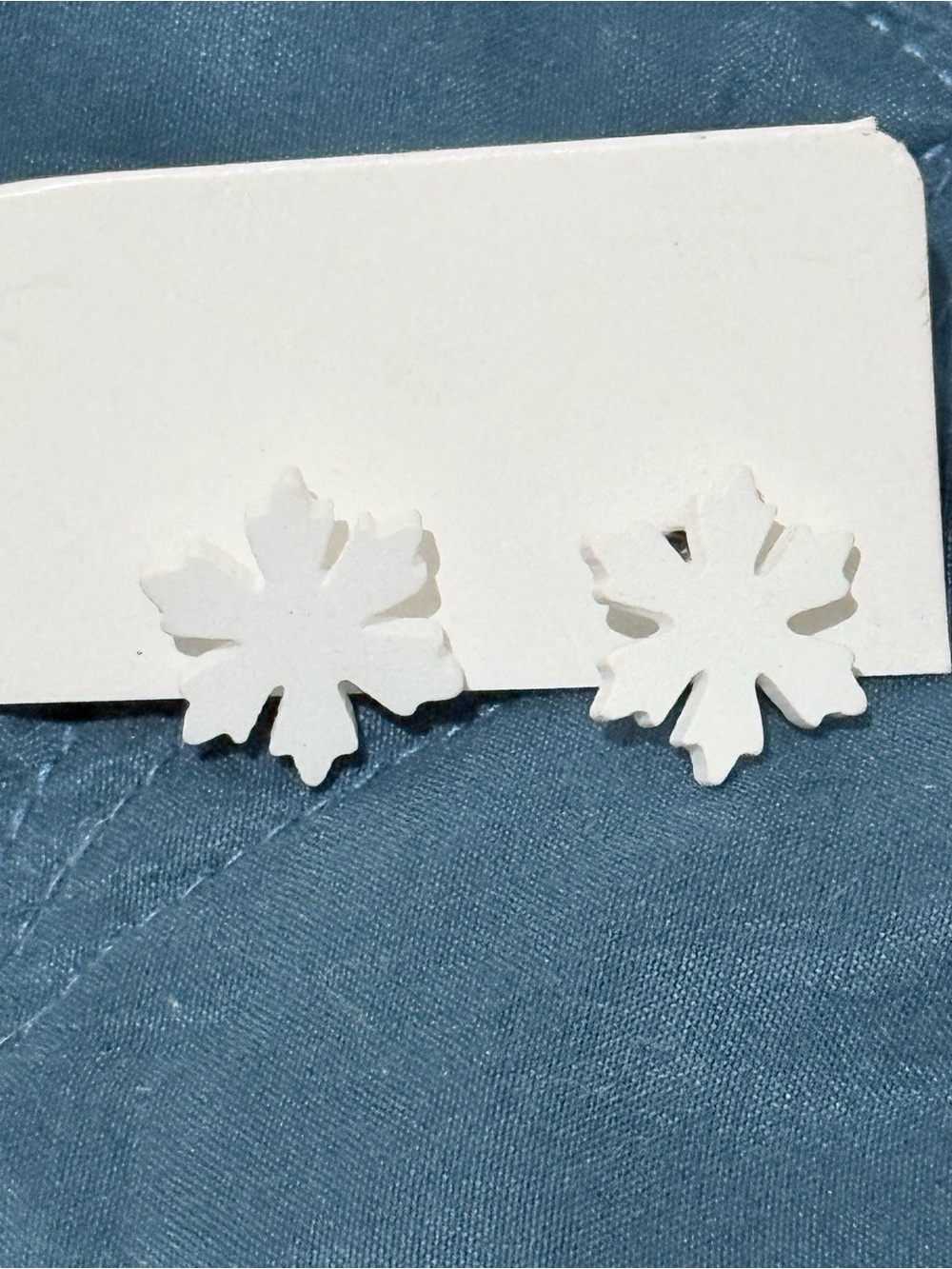 White Snowflake Stud Earrings